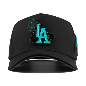 Unisex Limited Edition LA-Inspired Aqua Premium Snapback Baseball Hat - LA Cookies, Streetwear Style Hats, Bold Embroidery, Casual Fashion Clothes Accessory, Hand Wash Only