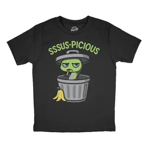 Youth Funny T Shirts Sssus-picious Sarcastic Snake Graphic Novelty Tee For Kids Funny T Shirts Funny Animal Short Sleeve Novelty Tees for Kids Black -