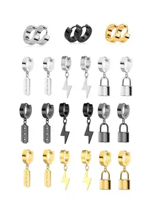 1 pair Fashion Simple Padlock Pendant Stainless steel lock Shaped Stud Earrings For Women Punk Hip Hop Style Ear Jewelry Gifts