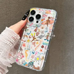 Surf Monkey Illustration Transparent Full Coverage Tpu Phone Case, Anti-Drop Shockproof Gift for Friends Family, Compatible with iPhone 11-17 Pro Max