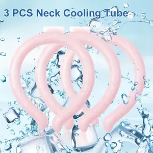 3-Pack Lightweight Neck Cooling Ice Rings - Wearable Cooling Tubes for Extreme Heat, Outdoor Activities, Hot Flash Relief; Naturally Freezes at 28°C, Ideal for Fever Support