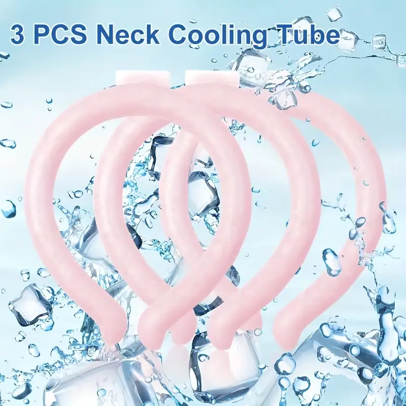 3-Pack Lightweight Neck Cooling Ice Rings - Wearable Cooling Tubes for Extreme Heat, Outdoor Activities, Hot Flash Relief; Naturally Freezes at 28°C, Ideal for Fever Support