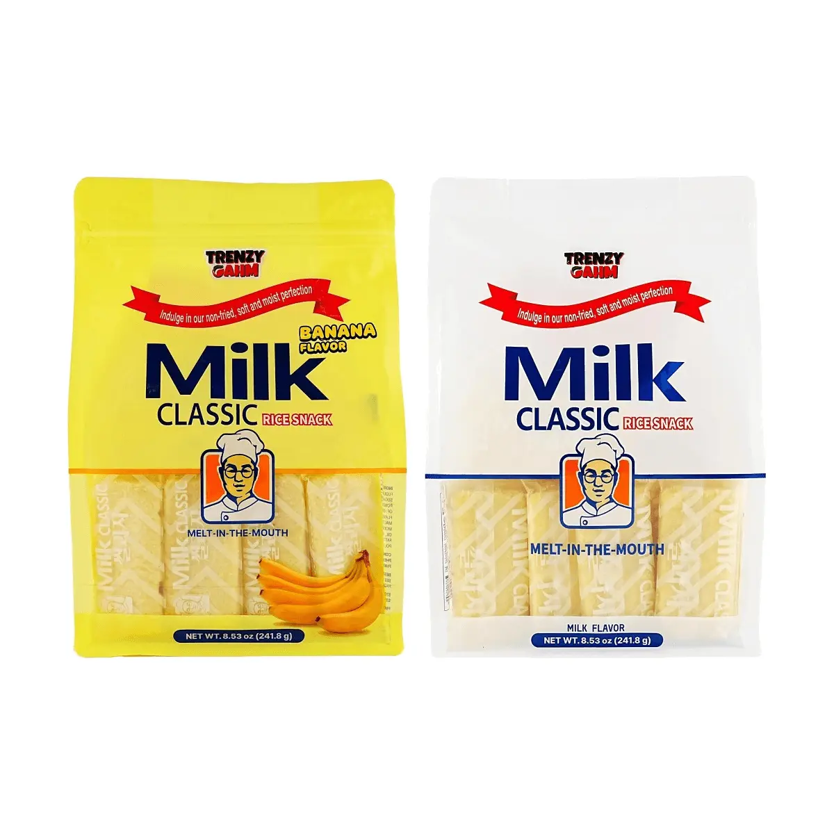 TRENZY GAHM Korean Rice Crackers - Banana & Original Flavors (2-Pack) | Healthy Non-Fried, Crispy & Puffy Snacks