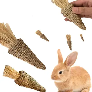 Handmade Carrot Chewing Toy for Rabbits, Hamsters, Guinea Pigs, Cats, Dental Health & Entertainment, Durable Pet Accessory