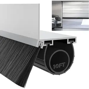 10Ft Universal Garage Door Bottom Seals Weatherproof Garage Door Seals Bottom Rubber with Brush and  Track Garage Door Seal Retainer U Shape+O Ring Bottom of Garage Door Rubber Seal