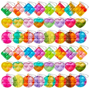 Fidget Keychain Set, Choose Between 1-50 Pieces, Stress Relief Mini Bubble Sensory Toy, Perfect Party Gifts, Classroom Rewards & Bag Fillers, Silent Fidget Keychain