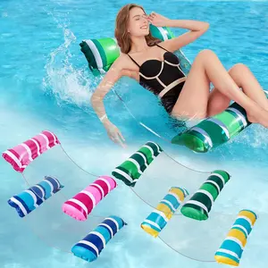 4-Pack Inflatable Pool Float Hammocks – 4-in-1 Water Floating Mesh Lounge Chairs for Adults | Swimming Pool Saddle Drifter Floats for Summer Pool Parties (Blue, Pink, Green & Yellow)