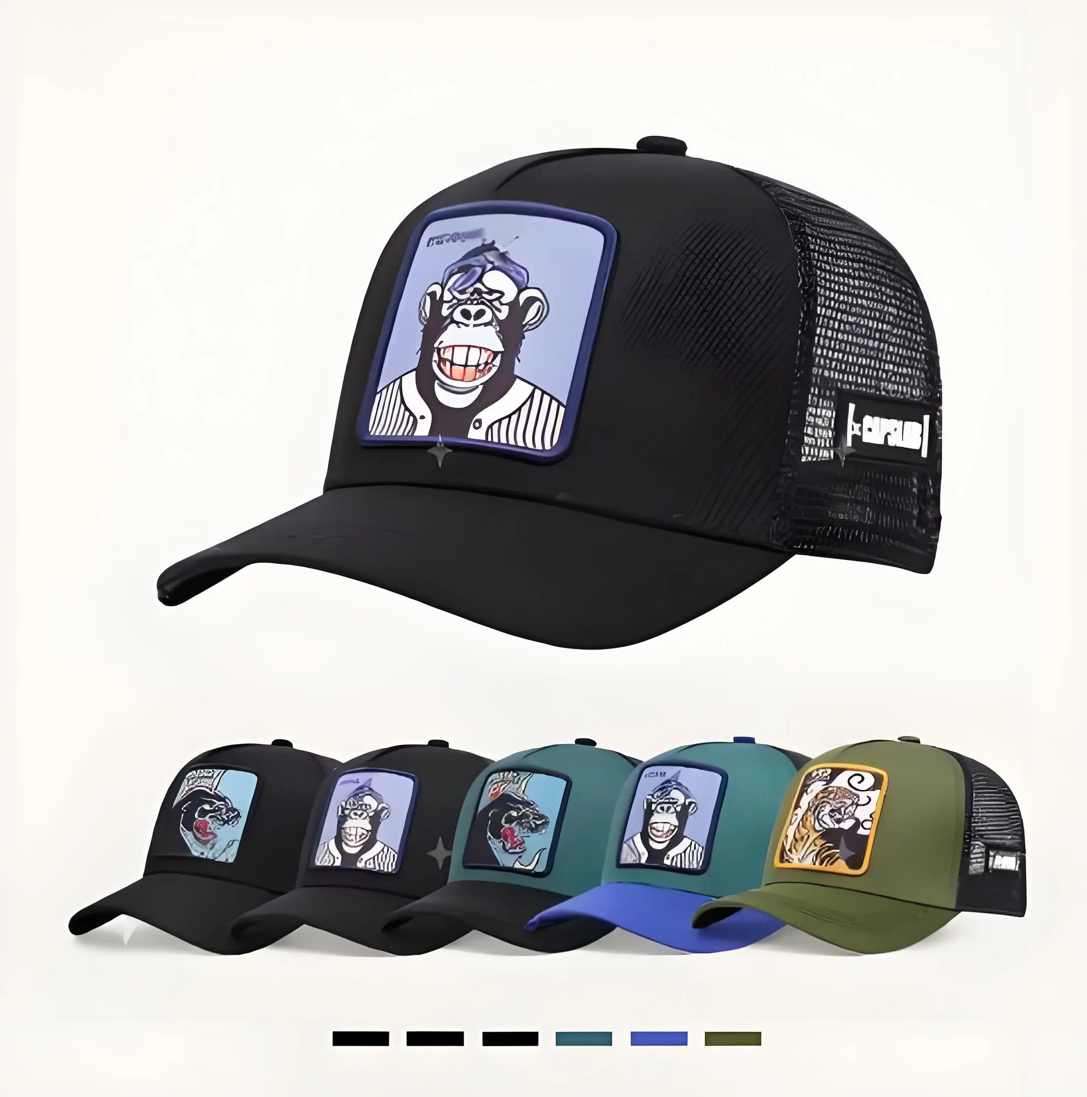 Men's Black Panther Graphic Hat, Trucker Style Black Snapback Hats, Adjustable Breathable Mesh Caps with Quick-Dry Fabric, Classic Trucker Hat