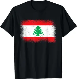 Lebanese Flag Lebanon Vintage Graphic Tees Menswear Casual Cotton Streetwear T Shirts for Women
