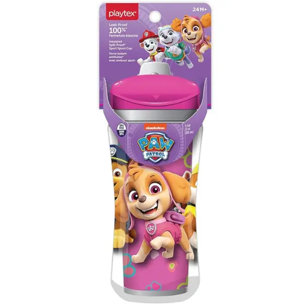 Playtex Baby Sipsters Stage 4 PAW Patrol Sippy Cup, Spill-Proof, Leak-Proof, Shatterproof, Unisex Pink 12 Oz Cup, 1 Count