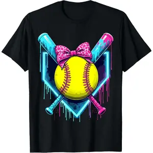 Softball Ice Cream Dripping Softball T-Shirt Graphic tees