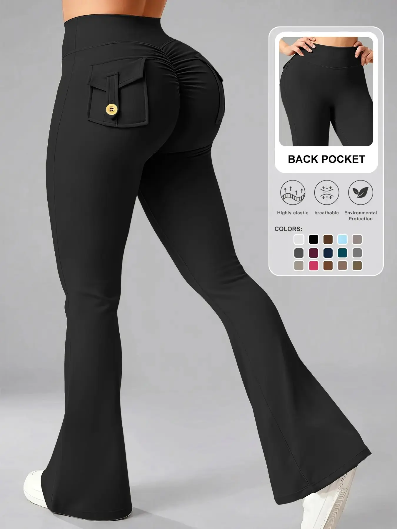 Women's Sporty High Waist Skinny Trousers with Pockets, High Waisted Pocket, Comfortable Yoga Pants for All Seasons, Ideal for Running and Gym, Gym Sportswear Bottoms