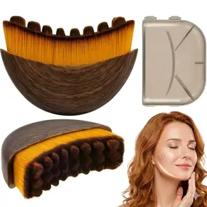 2-Piece Lymphatic Contour Face Brush Set for Jawline & Chin Sculpting Dry Brushing Massager for Lymphatic Drainage & Facial Fatigue Relief Ergonomically Designed Smooth Precision Contour Beauty Roller with Gentle Durable Bristles