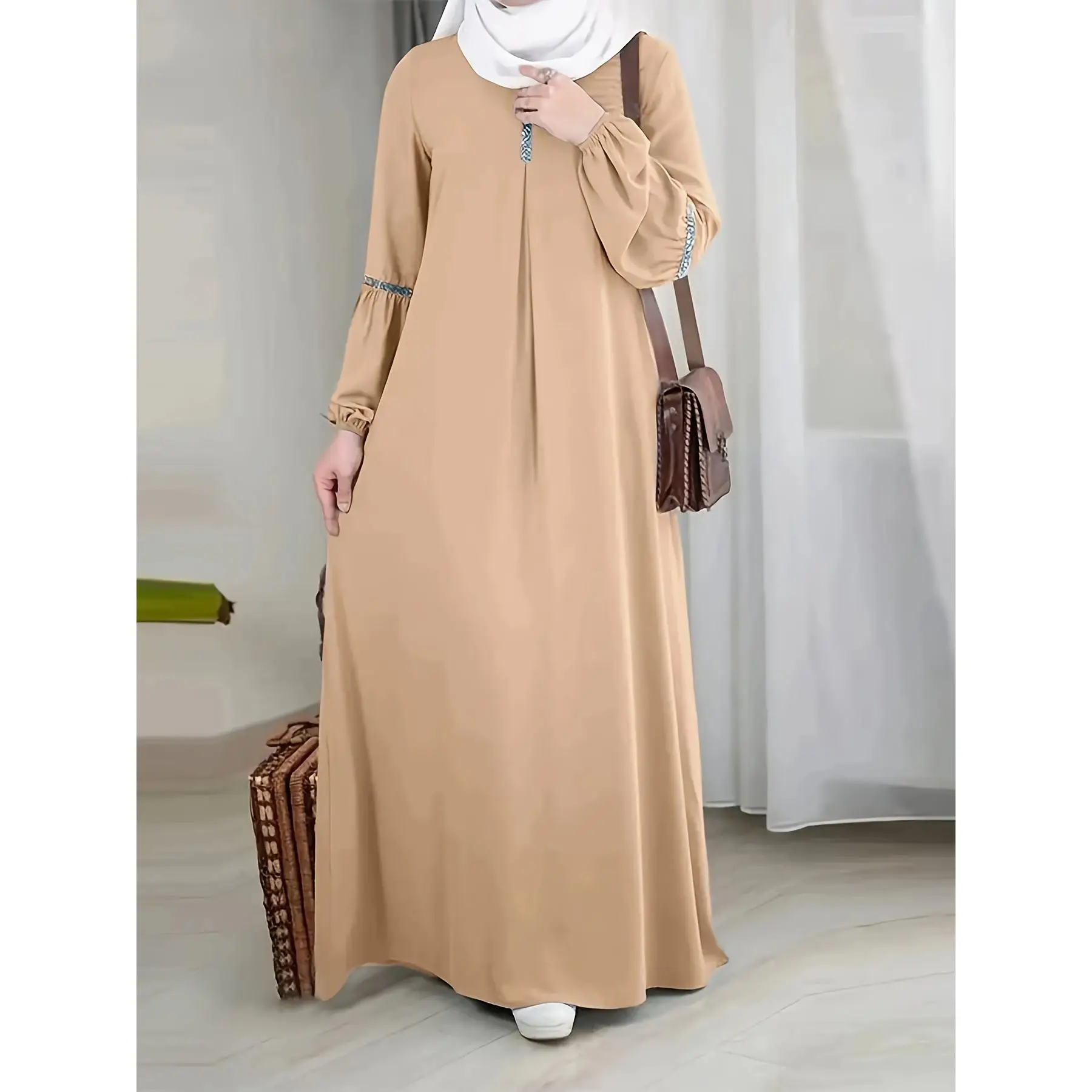 [Muslim Sequin] Women's Muslim Dress | Long Sleeve | Sequin | Solid Color