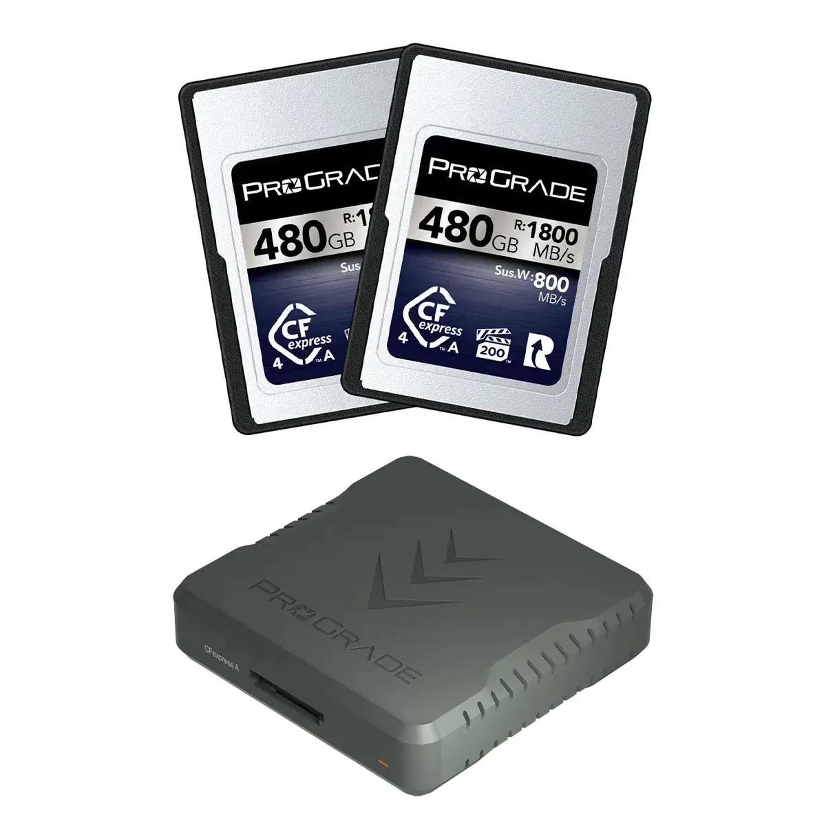 Prograde Digital Iridium Series 480GB CFexpress Type-A 4.0 Memory Card, 2-Pack, Bundle with Memory Card Reader
