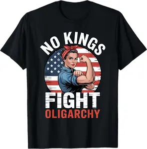 No Kings Fight Oligarchy T-Shirt Perfect Idea Design Minimalist Streetwear Grunge Tee, Trendy Gift for Men and Women Short Sleeve Tees
