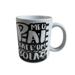 Atletico Mineiro Soccer Team Pai Ceramic Coffee Mug Black and White Sports Fan Collectible