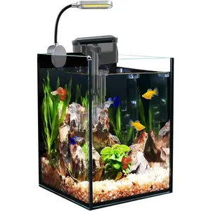1.5 Gallon Fish Tank Starter Kits, Nano Glass Aquarium with Filter, Led Light for Aquascape DIY Small Betta Fish Tank