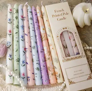 10" Floral Wax Taper Candles