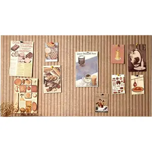 24x16 inches Large Bulletin Board, Decorative Felt Pin Board, 0.35" Thick Foldable Photo Display Board with Self-Adhesive Tape, Vision Board for School  Kitchen Office Walls - Dark Camel