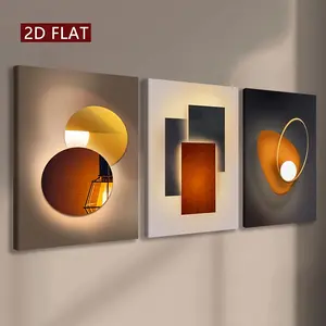 Wooden-Framed Canvas Painting Set, 3 Counts Multi-Dimensional Spray Art Posters, Wall Decor Modern Home Decoration for Living Room, Bedroom and Office tiktokshopspringglowup