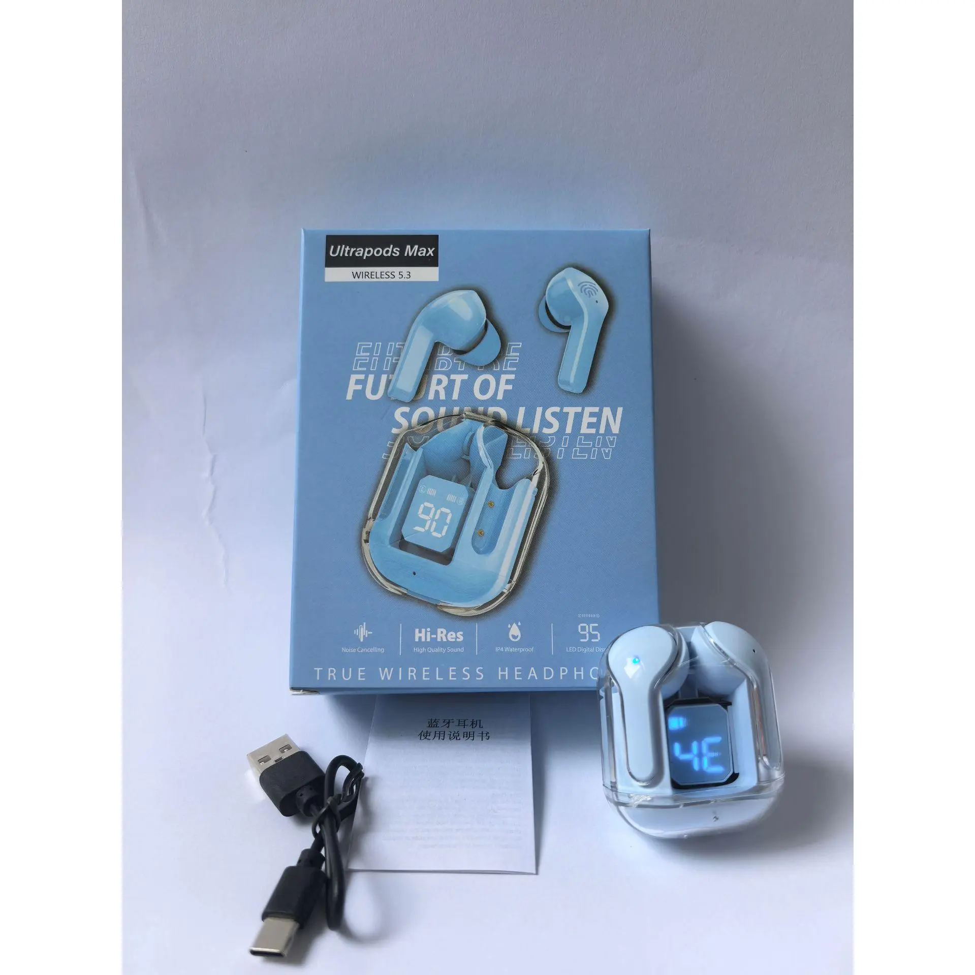 1 complete set of headphones with packaging (blue)