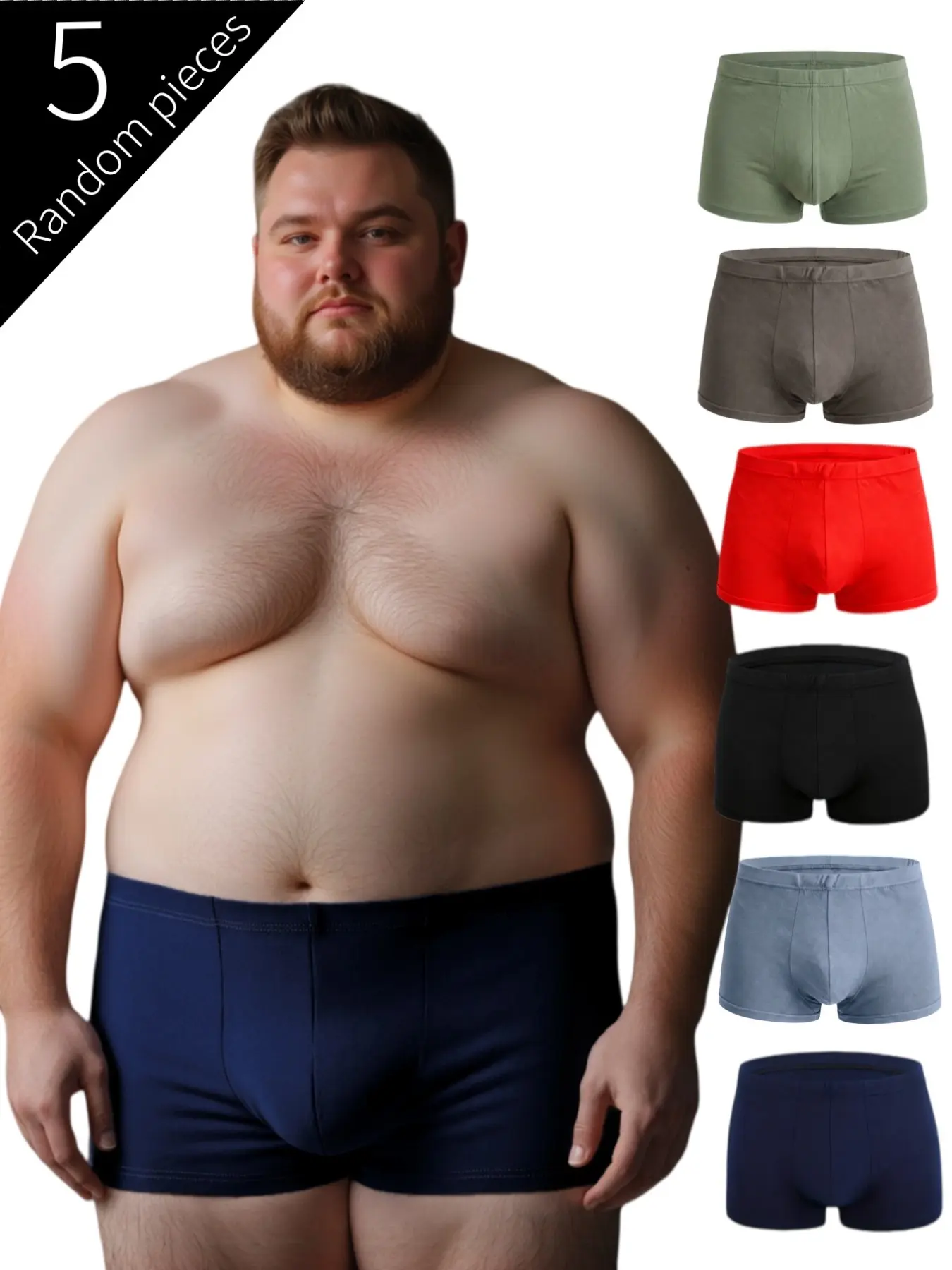 5pcs Men's Plus Size Briefs, Breathable Soft Comfort Fabric, Casual Sporty Loose-Fitting Underwear, Ideal for Tall Men, All Seasons Wear