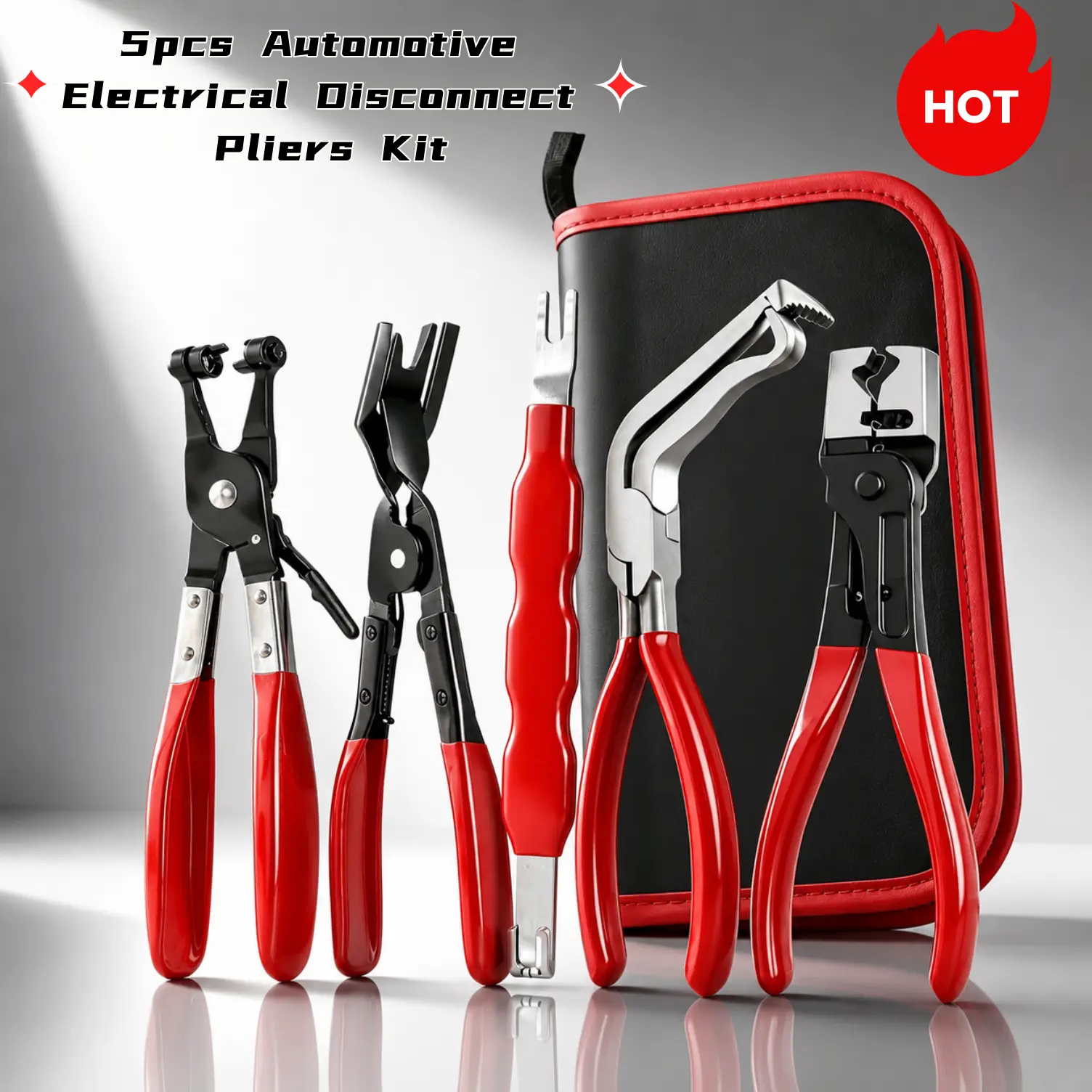 Electrical Disconnect Pliers Electrical Connector Removal Tool – 5PCS Automotive Hose Clamp Tool Set for DIY Car Owners, Safe Electrical Connector Removal, Tight Engine Bay Repair & Maintenance