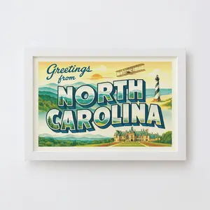 North Carolina Postcard Art Print