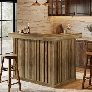 Tribesigns L-Shaped Home Bar Unit with 4-Tier Corner Liquor Bar, Storage Shelves, Wine Glasses Holder, Industrial Design for Home Pub