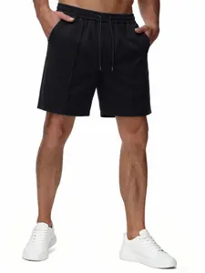 LUCKFLY Men's Casual Streetwear Shorts, 8'' Inseam, Wrinkle-Resistant, Drawstring, Zipper Pockets