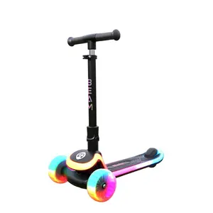 Melo Beam 3 Wheel Kick Scooter with Light Up Wheels - Black