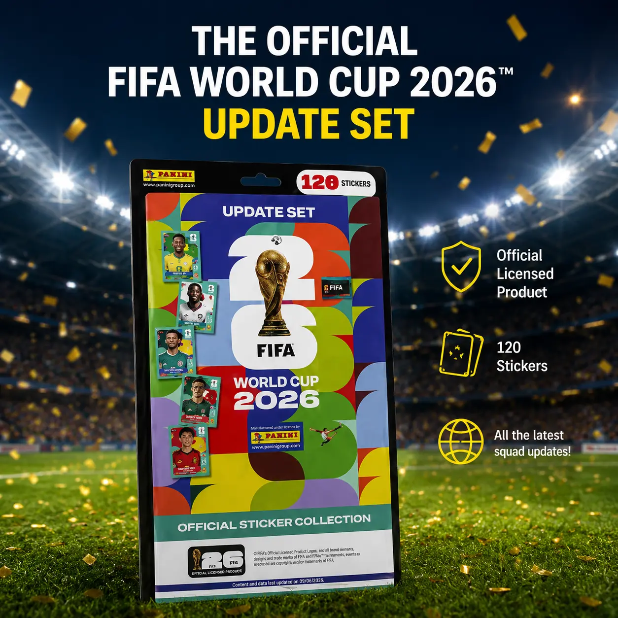 PANINI FIFA World Cup 2026 Official Sticker Collection Update Set – 120 Stickers, 118 New Player Stickers, Final Squad Updates, Soccer Sticker Collection for Fans & Collectors