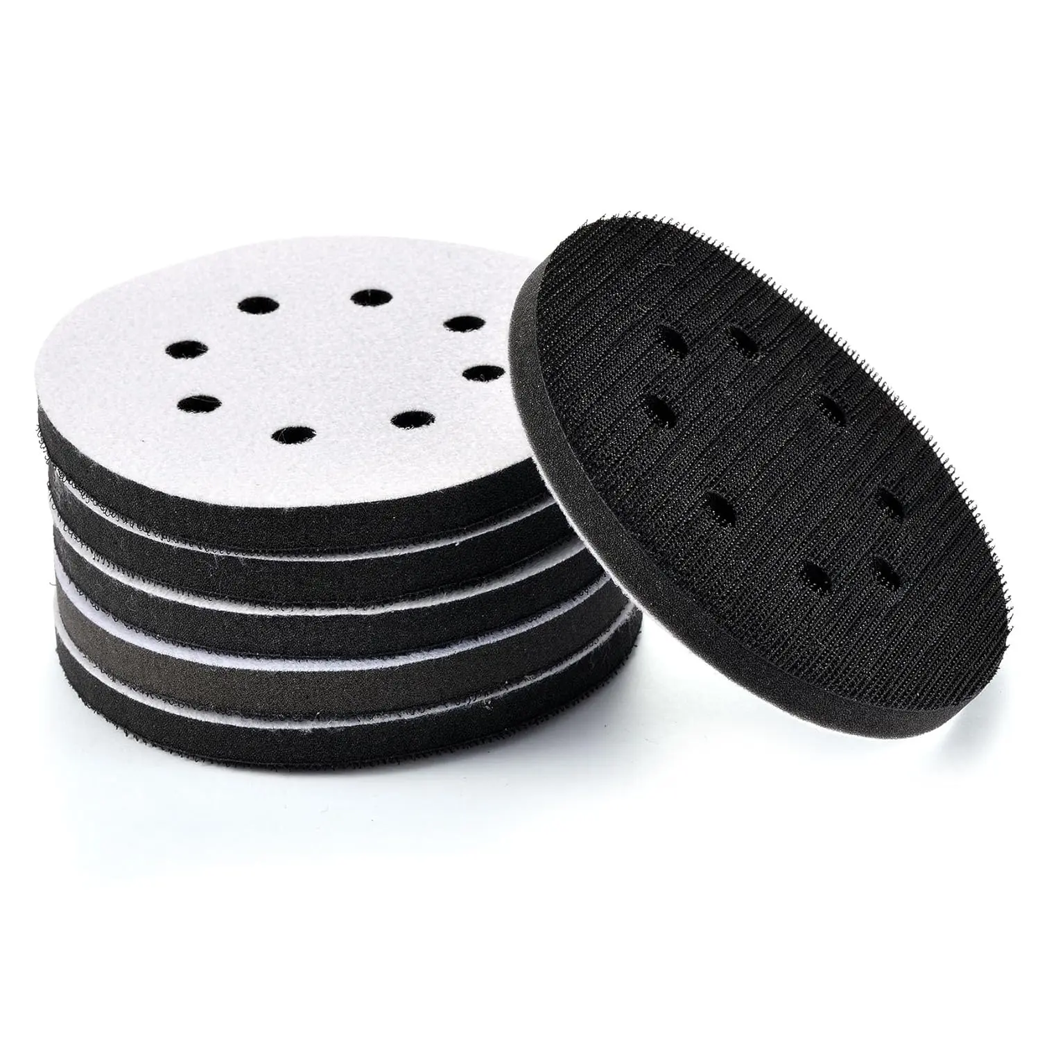 6 Pack 5 Inches 8 Holes Hook and Loop Sponge Cushion Buffer Backing Pad (Set of 6)