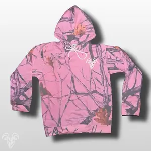 Goat Strength White Washed Pink Camo Hoodie - White Washed Acid Washed Camouflage Sweater for Men & Women Sweaters, Realistic Camouflage Sweatshirt Cotton Fleece Fabric