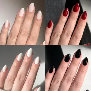 96pcs Fake Nails Set, Four-Grid Large Capacity, Short Round Shape, Classic Colors, Easy Peel & Stick, Reusable, Portable, Ideal for Beginners, Diy Nail Kit, Nail Art Products