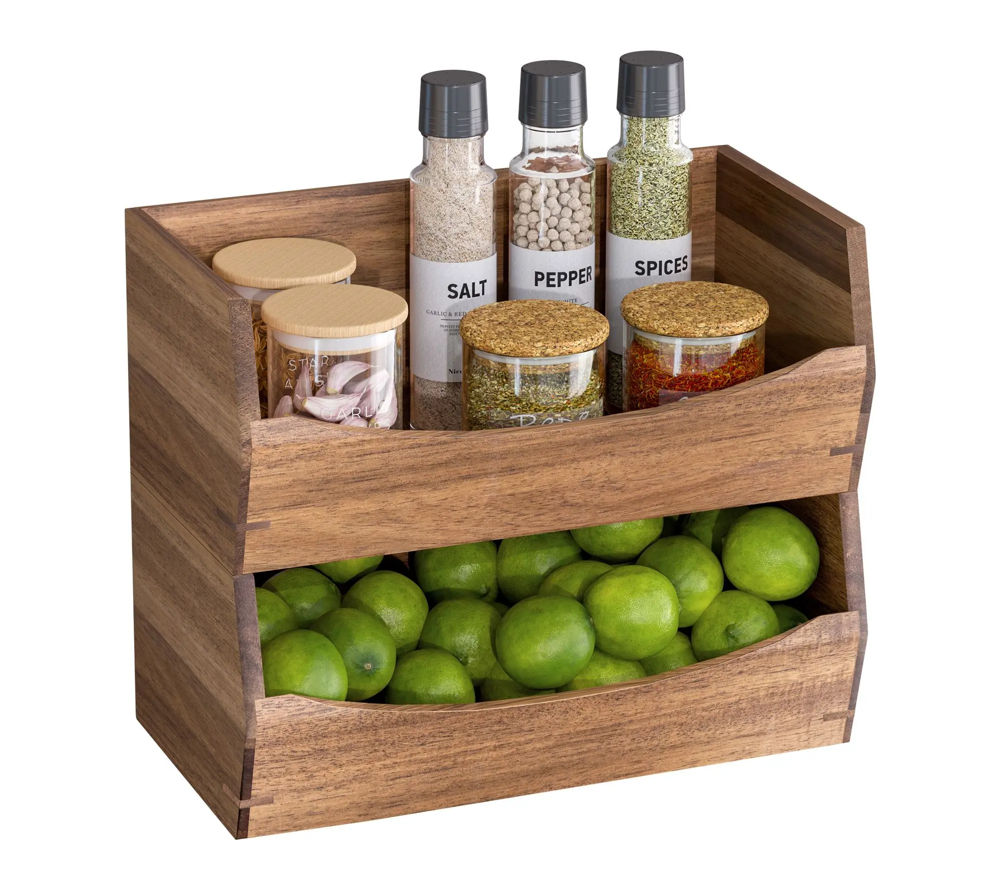 Seville Classics 2-Piece Stackable Acacia Storage Bin Set Seville Classics 2-Piece Stackable Acacia Storage Bin Set