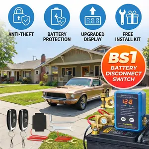 Upgraded Remote Battery Disconnect Switch 12V/24V 240A with Digital Voltage Display Anti-Theft Battery Protection for Car Truck RV Boat Includes Remote & Wiring Accessories