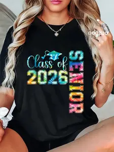 100% Cotton Unisex Senior 2026 Class of 26 Tie Dye Funny Graduation 2026 Gifts T-Shirt