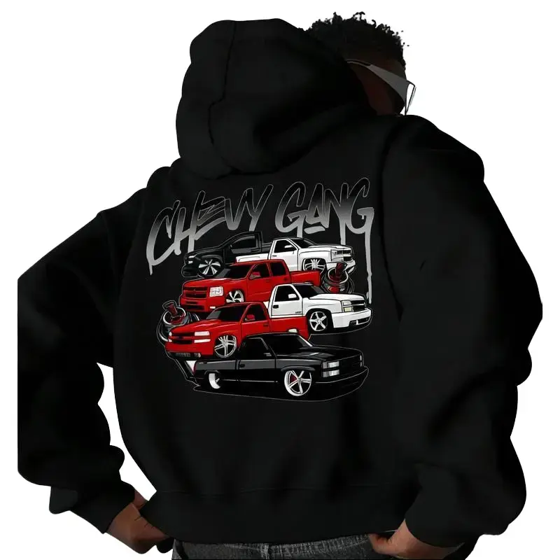 Chevy Gang Truck Hoodie, T-Shirt, Pickup Truck Graphic Hooded Sweatshirt, Streetwear Pullover for Car & Truck Lovers, Unisex  Auto Enthusiast Hoodie