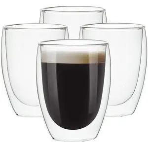 4-Pack 12 oz Double-Walled Insulated Espresso Glasses/Coffee Mugs (Drinking Glasses)
