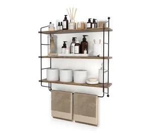 Sorbus 3-Tier Floating Bathroom Shelves for Wall, Wood Storage Sorbus 3-Tier Floating Bathroom Shelves for Wall, Wood Storage