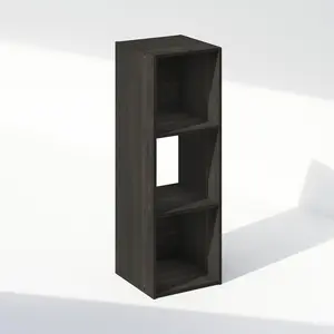PELLI Composite Wood 3-Cube Bookshelf Book Rack, 11.7x12.1x35.4 in Cube Storage Unit, for Living Room, Bedroom