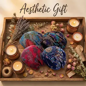 Bohemian Floral Knitted Hats Set, 4 Pcs Warm Elastic Chemotherapy Hats, Lightweight Multifunctional Headscarf, Soft Stretchy Headwear for Women, All-Season Comfort Head Cover, Thoughtful Gift Set