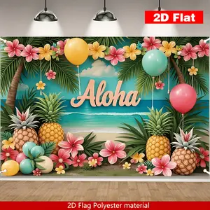 Summer Pineapple Beach Backdrop Tropical Summer Backdrop Blue Sky Background Cloth Holiday Tapestry Wall Hanging Photography Background Polyester Fiber Outdoor Party Celebration Garden Event Decor Studio Prop Vacation Wall Scene