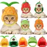 5 Pcs Cat Adorable Costume Bunny Hat with Ears Funny Mane Cat Hat for Pets and Small Dogs Kitten Puppy Party Costume Accessory Headwear(Avocado, Orange, Strawberry, Pineapple, Frog)