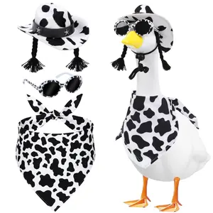 Cute Porch Goose Set, Adorable Hat Scarf Glasses, Farm Cow Garden Lawn Art Costume, Party Decoration for 23 Inch 17 Inch Goose Statue, Garden Statuary Set, Lawn Decorations, Garden Ornaments, Yard Art, Garden Accessories
