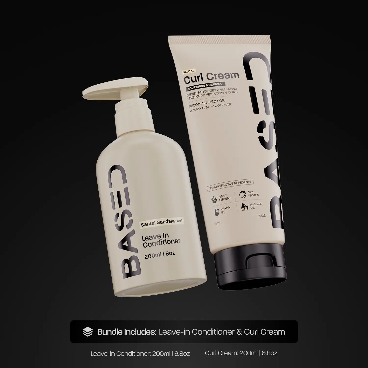 BASED Curly Duo: Premium Non-Toxic Curl Cream & Leave-In Conditioner Bundle - De...
