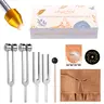4pcs Aluminum Alloy Resonance Tuning Forks Healing Set - 528Hz,432Hz,136.1Hz,128Hz,No Rust,Extra-Long Handle,Sturdy Lightweight,Comfortable Grip,Easy Hold,Bone Conduction,Sound Healing,Stress Relief,Chakra Balance,Yoga,Vegan Leather Pouch,Activator