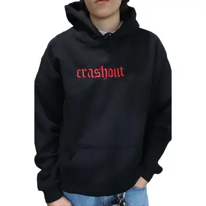 Embroidered Black Only  'crashout' Hoodie or Crew Neck, Long Sleeve, Classic fit, Unisex, Adult